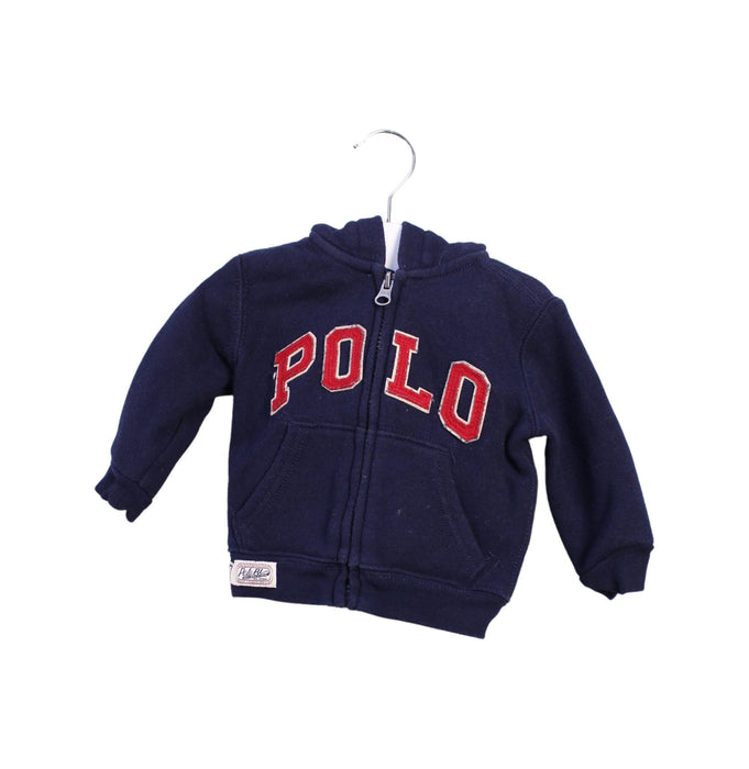 A Navy Zippered Sweatshirts from Ralph Lauren in size 3-6M for boy. (Front View)