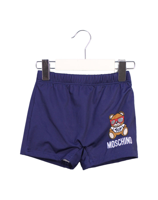 A Blue Swim Shorts from Moschino in size 12-18M for boy. (Front View)