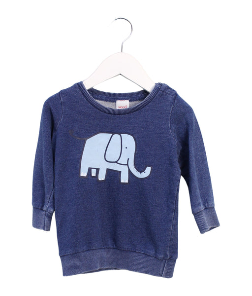 A Blue Crewneck Sweatshirts from Seed in size 6-12M for boy. (Front View)