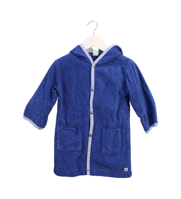 A Blue Bathrobes from Petit Bateau in size 3T for boy. (Front View)