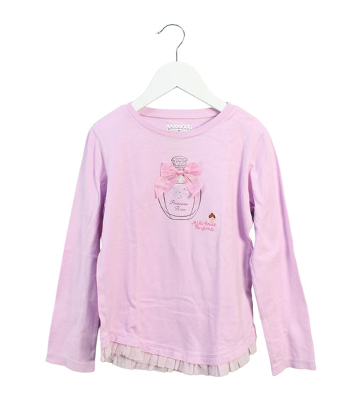 A Pink Long Sleeve Tops from Miki House in size 7Y for girl. (Front View)