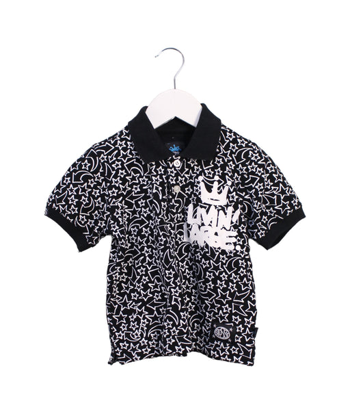 A Black Short Sleeve Polos from Stussy in size 3T for boy. (Front View)