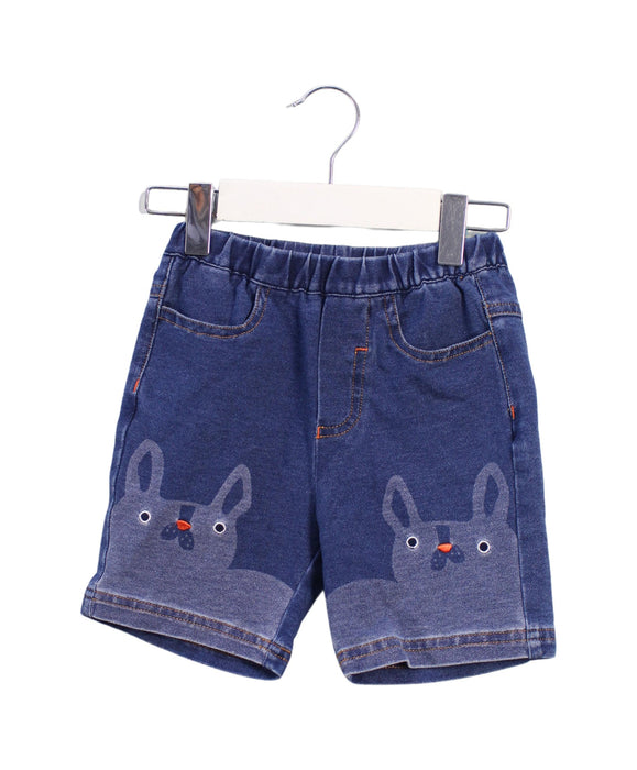 A Blue Shorts from Momonittu in size 2T for girl. (Front View)