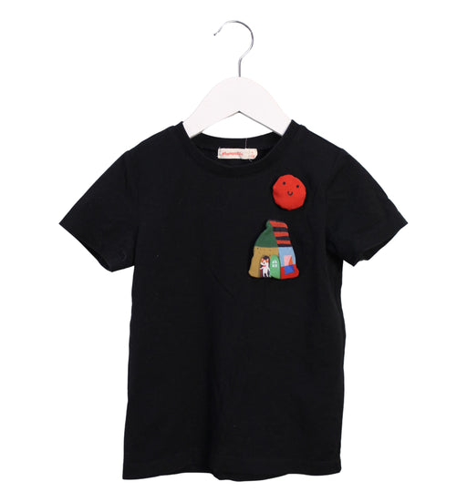 A Black Short Sleeve T Shirts from Momonittu in size 4T for boy. (Front View)