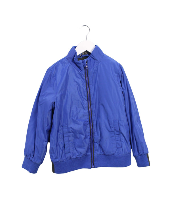 A Blue Lightweight Jackets from Armani in size 6T for boy. (Front View)