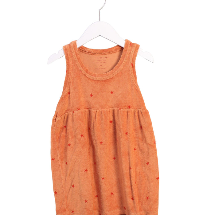 A Orange Sleeveless Dresses from Tinycottons in size 4T for girl. (Front View)