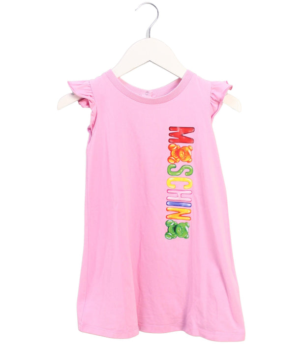 A Pink Short Sleeve Dresses from Moschino in size 3T for girl. (Front View)