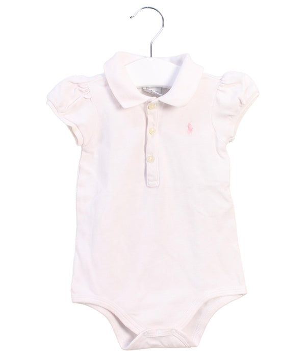 A White Short Sleeve Bodysuits from Ralph Lauren in size 6-12M for girl. (Front View)