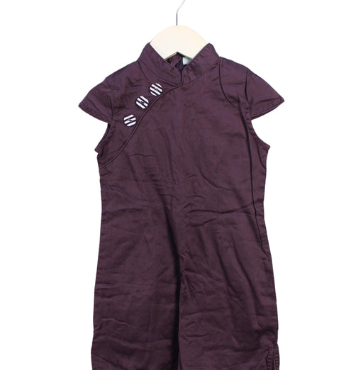 A Purple Short Sleeve Dresses from Chouchou Chic in size 2T for girl. (Front View)