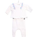 A White Pants Sets from Jacadi in size 0-3M for girl. (Front View)