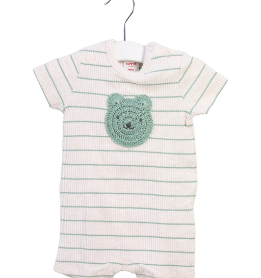 A Beige Short Sleeve Rompers from Seed in size 0-3M for girl. (Front View)