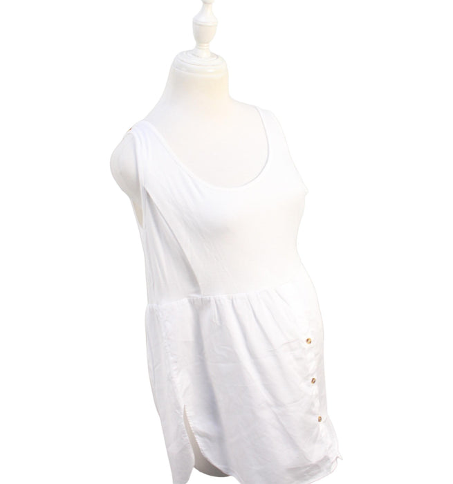 A White Sleeveless Tops from Seraphine in size M for maternity. (Front View)