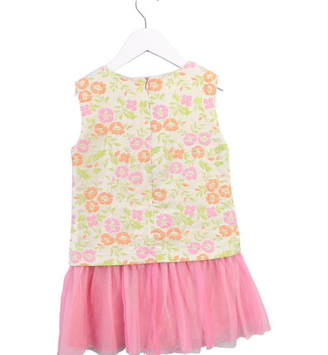 A Pink Sleeveless Dresses from Charabia in size 4T for girl. (Back View)