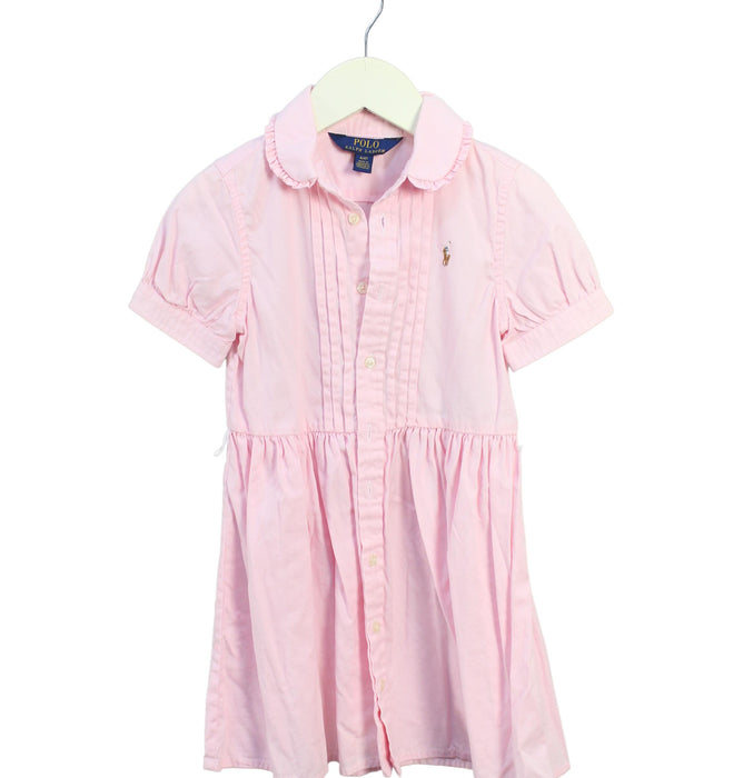 A Pink Short Sleeve Dresses from Polo Ralph Lauren in size 4T for girl. (Front View)