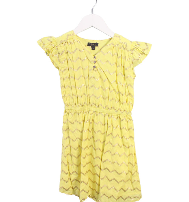 A Yellow Short Sleeve Dresses from Velveteen in size 4T for girl. (Front View)