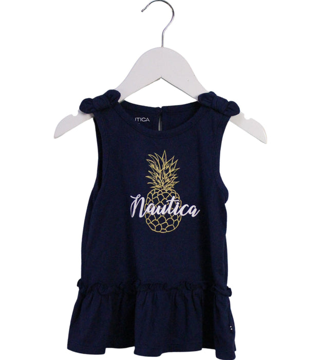 A Navy Sleeveless Tops from Nautica in size 18-24M for girl. (Front View)