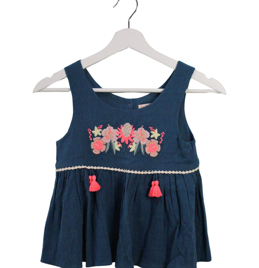 A Blue Sleeveless Tops from Louise Misha in size 8Y for girl. (Front View)