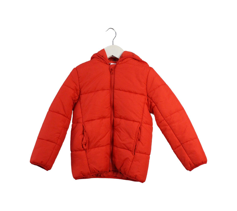 A Red Puffer/Quilted Jackets from Seed in size 5T for girl. (Front View)