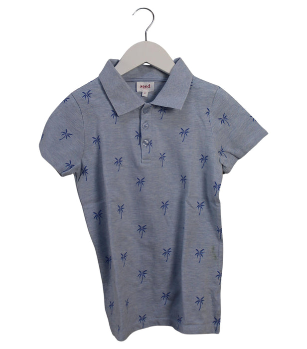 A Blue Short Sleeve Polos from Seed in size 8Y for boy. (Front View)