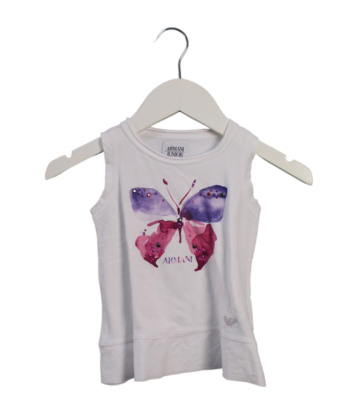 A White Sleeveless Tops from Armani in size 2T for girl. (Front View)