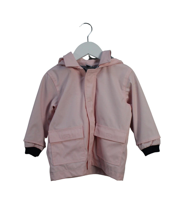 A Pink Rain Jackets from Petit Bateau in size 12-18M for girl. (Front View)