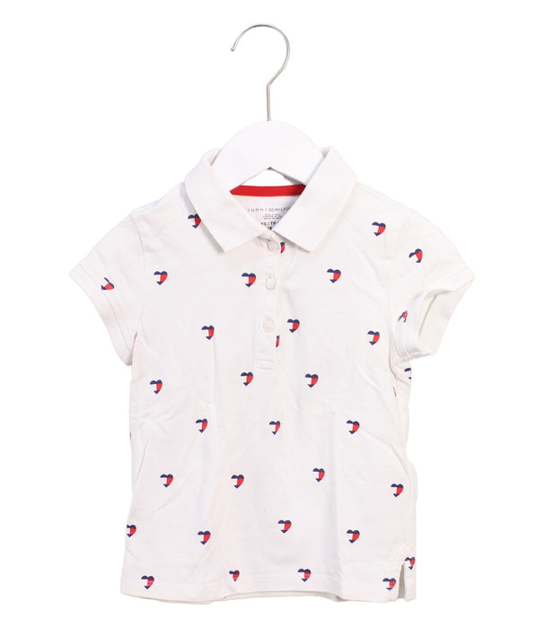 A White Short Sleeve Polos from Tommy Hilfiger in size 4T for boy. (Front View)