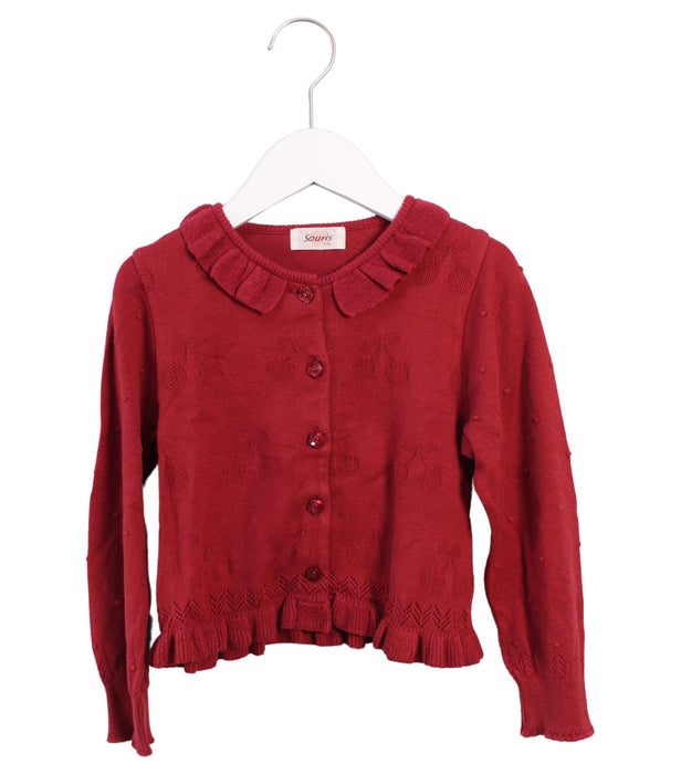 A Red Cardigans from Souris Mini in size 4T for girl. (Front View)