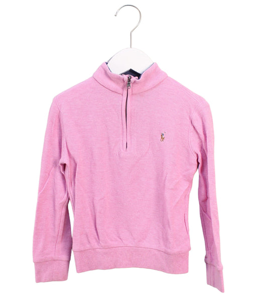 A Pink Zippered Sweatshirts from Polo Ralph Lauren in size 4T for girl. (Front View)