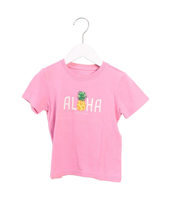 A Pink Short Sleeve T Shirts from Janie & Jack in size 3T for girl. (Front View)