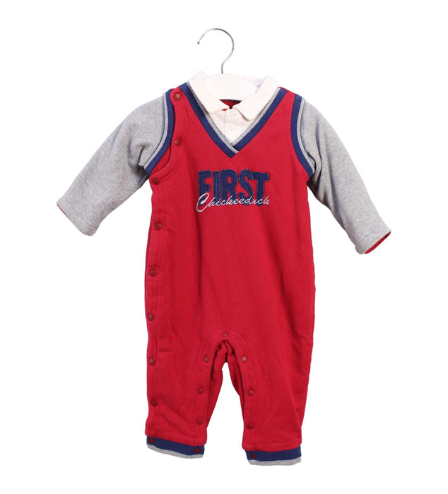 A Red Long Sleeve Jumpsuits from Chickeeduck in size 6-12M for boy. (Front View)