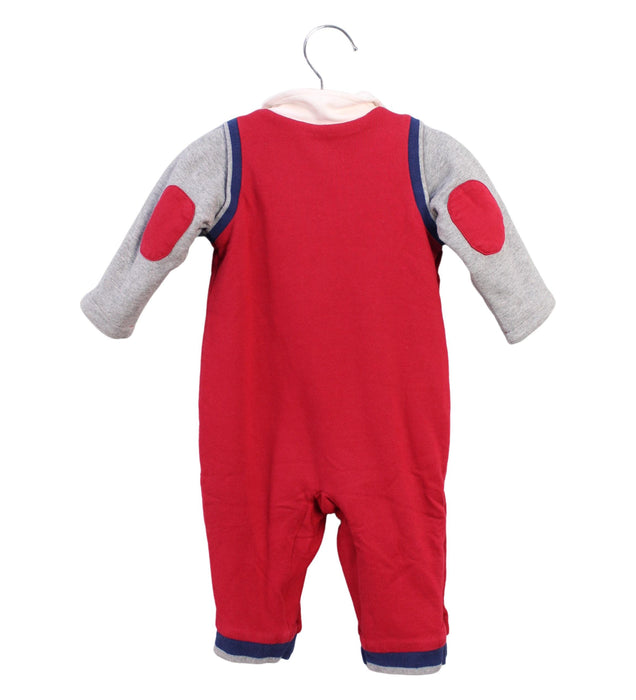 A Red Long Sleeve Jumpsuits from Chickeeduck in size 6-12M for boy. (Back View)