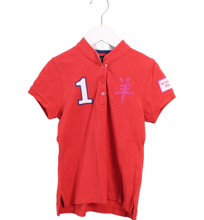 A Red Short Sleeve Polos from Shanghai Tang in size 6T for boy. (Front View)