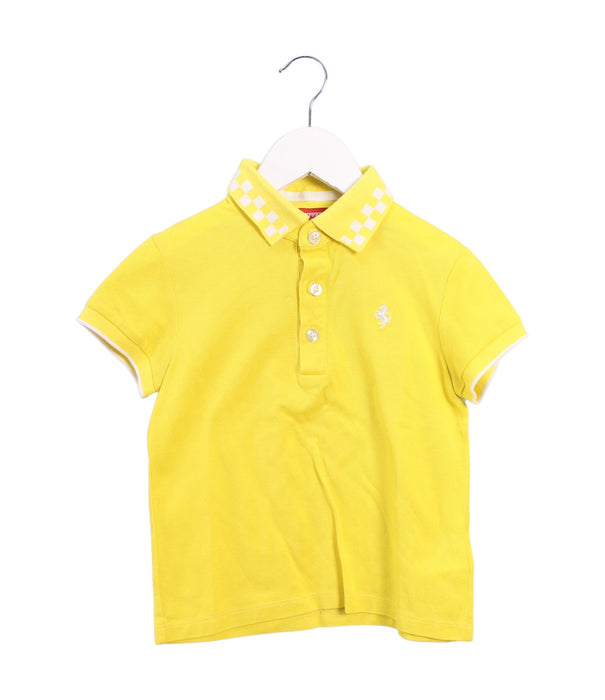 A Yellow Short Sleeve Polos from Ferrari in size 4T for boy. (Front View)