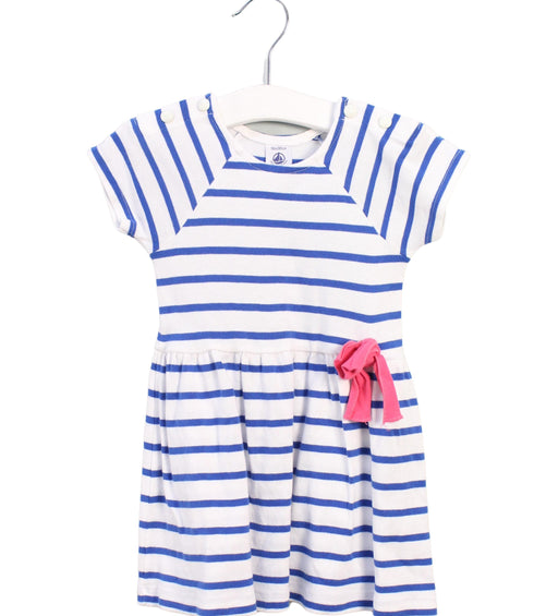 A Blue Short Sleeve Dresses from Petit Bateau in size 12-18M for girl. (Front View)