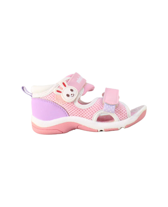 A Pink Sandals from Miki House in size 3T for girl. (Back View)