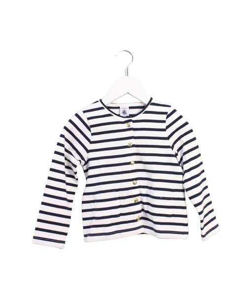 A Navy Cardigans from Petit Bateau in size 4T for girl. (Front View)