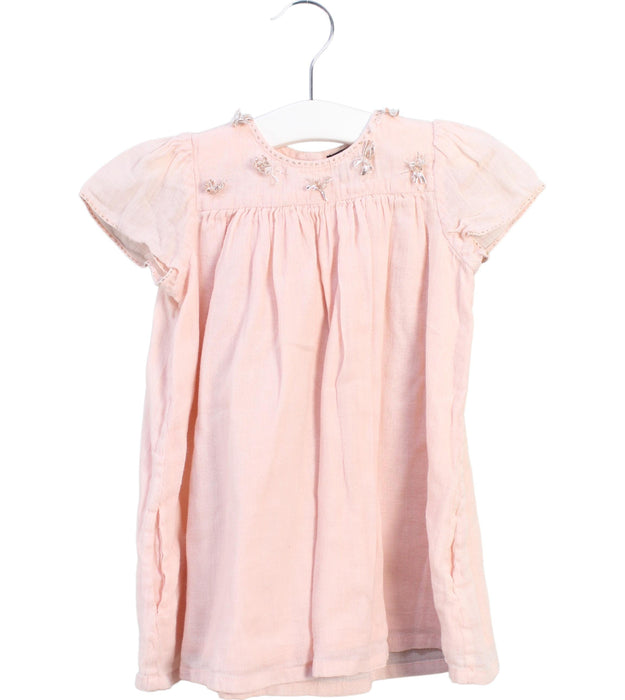 A Pink Short Sleeve Dresses from Velveteen in size 12-18M for girl. (Front View)