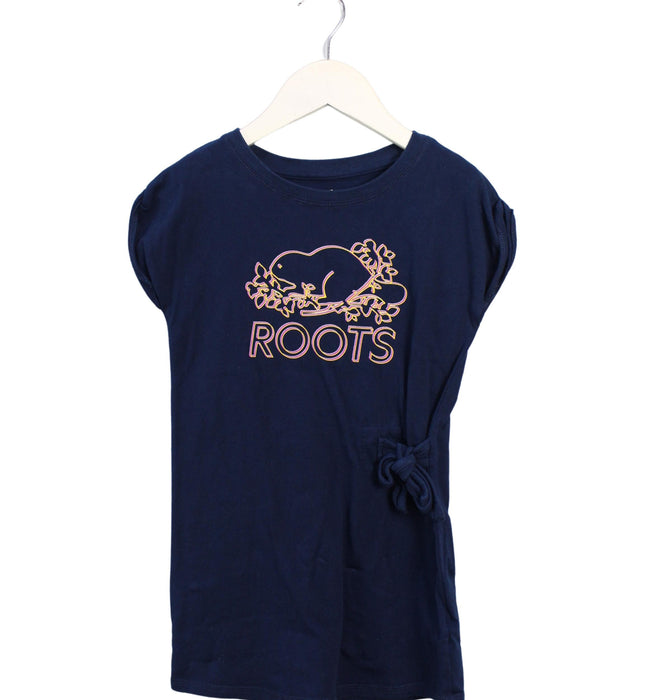 A Navy Short Sleeve Dresses from Roots in size 4T for girl. (Front View)