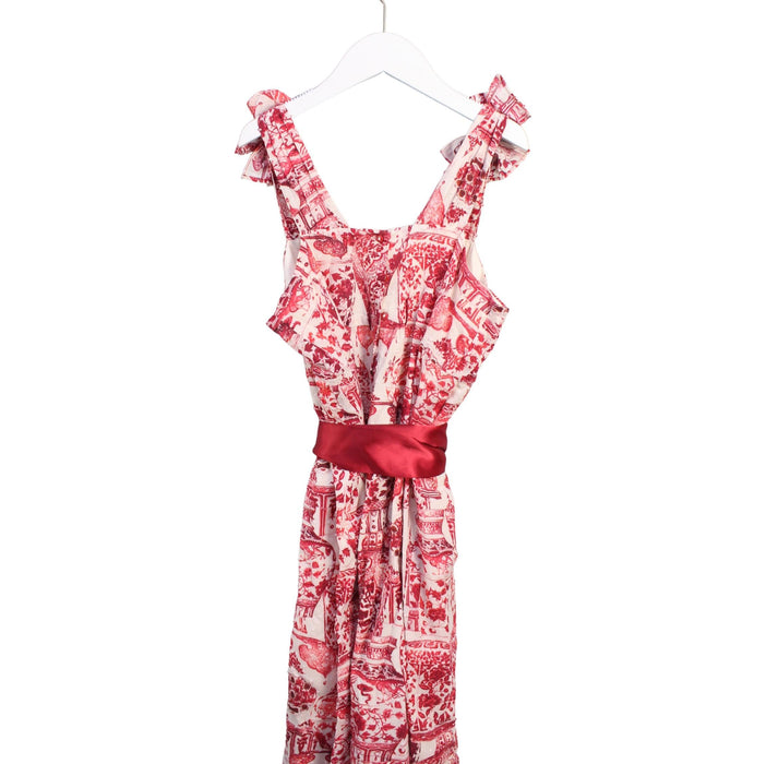 A Red Sleeveless Dresses from Nanos in size 14Y for girl. (Back View)