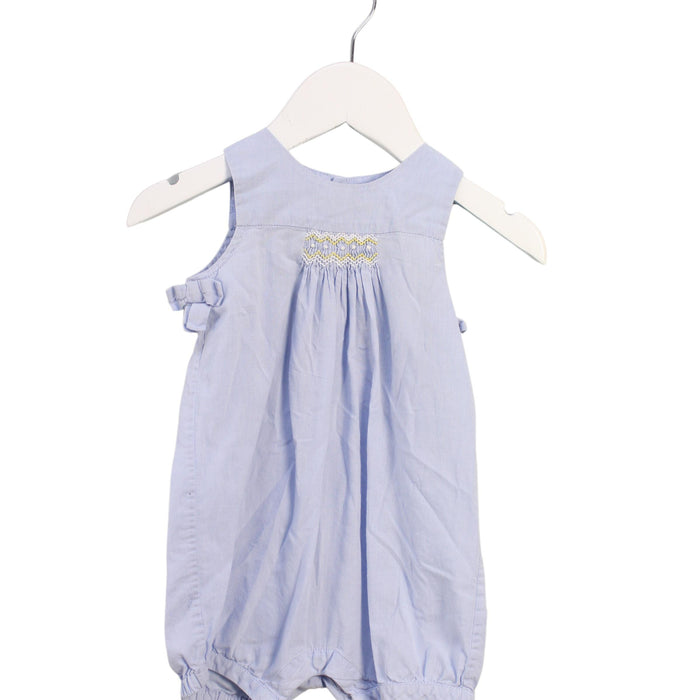 A Blue Sleeveless Rompers from Jacadi in size 3-6M for girl. (Front View)