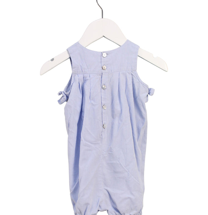 A Blue Sleeveless Rompers from Jacadi in size 3-6M for girl. (Back View)