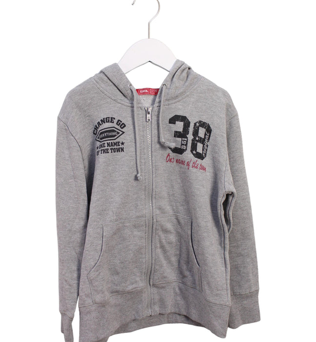 A Grey Zippered Sweatshirts from EDWIN in size 7Y for boy. (Front View)