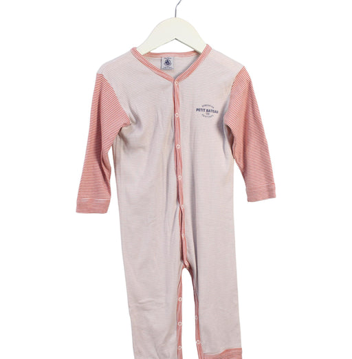 A Pink Long Sleeve Jumpsuits from Petit Bateau in size 18-24M for girl. (Front View)