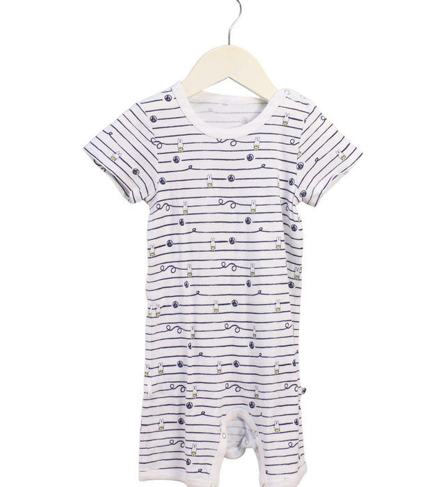 A Navy Short Sleeve Rompers from Petit Bateau in size 18-24M for neutral. (Front View)