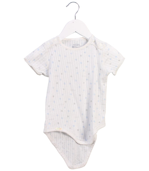 A White Short Sleeve Bodysuits from Mides in size 6-12M for neutral. (Front View)