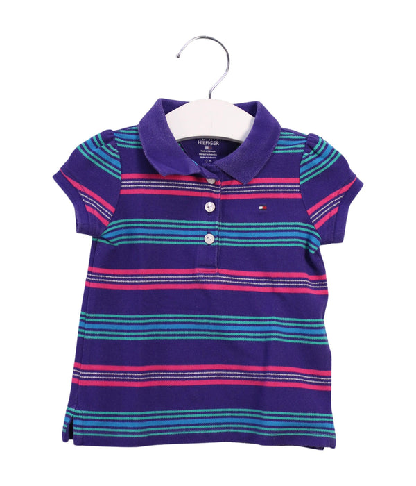 A Purple Short Sleeve Polos from Tommy Hilfiger in size 6-12M for girl. (Front View)