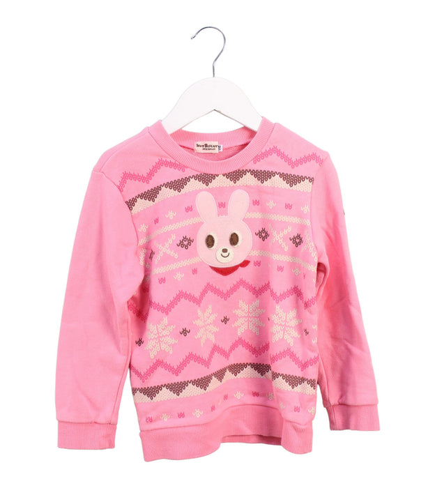 A Pink Crewneck Sweatshirts from Miki House in size 4T for girl. (Front View)