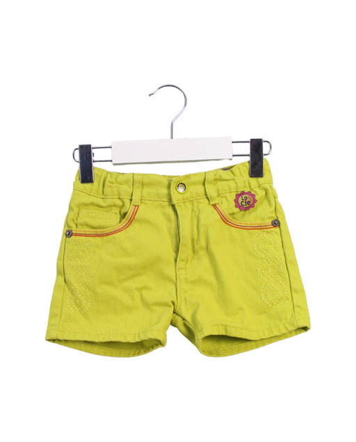 A Green Shorts from La Compagnie des Petits in size 6T for girl. (Front View)