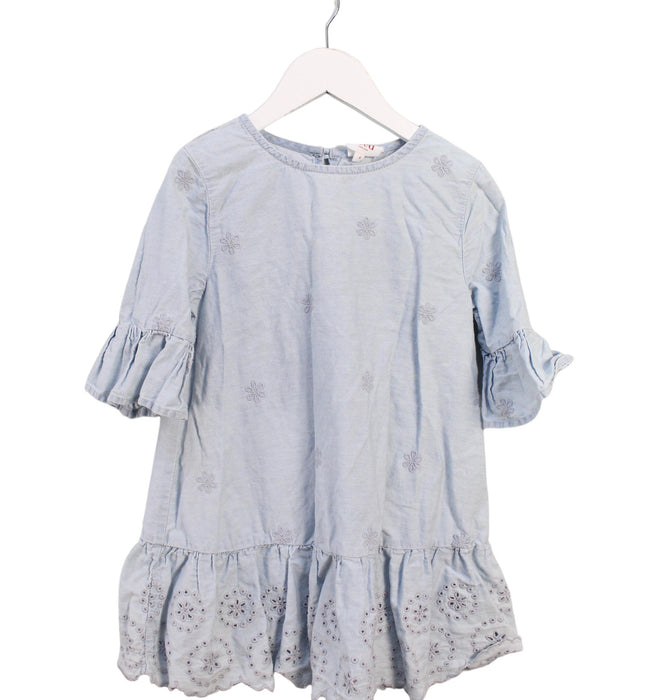 A Blue Short Sleeve Dresses from Seed in size 4T for girl. (Front View)