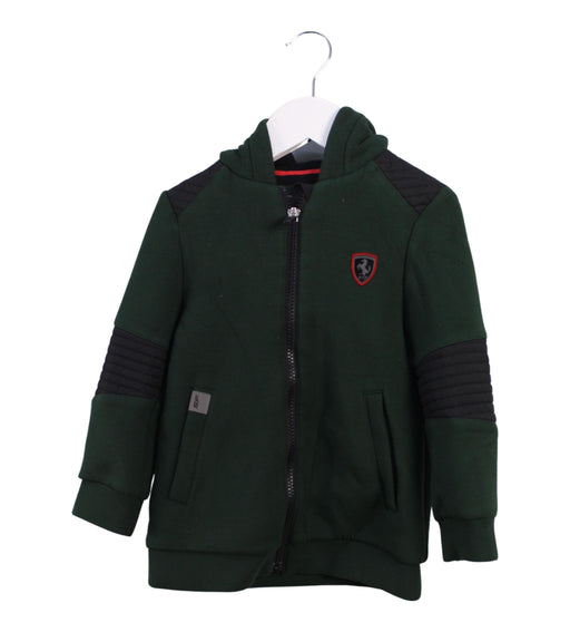 A Green Lightweight Jackets from Ferrari in size 3T for boy. (Front View)